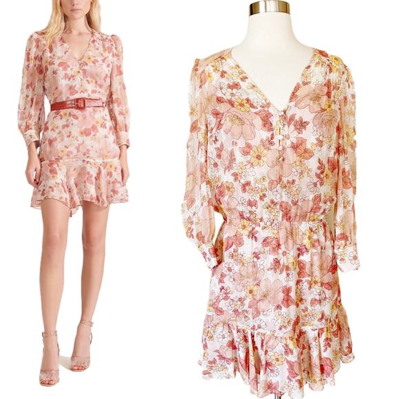 Veronica Beard Floral Mini Dress - Pink and Cream - Picture 1 of 13